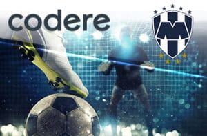 I loghi di codere, Monterrey Rayados e dei calciatori in azione