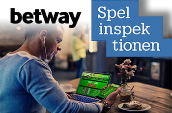 Il logo di Betway, il logo di Spelinspektionen, un giocatore online