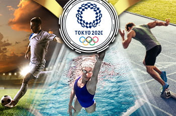 Il logo delle Olimpiadi di Tokyo 2020 e degli atleti in azione