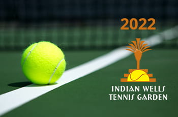 Pallina su campo da tennis, logo Indian Wells 2022
