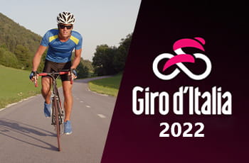 Ciclista su strada, logo Giro d'Italia 2022
