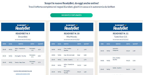 La promo scommesse Readybet di Eurobet