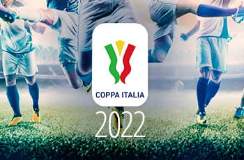 Calciatori in azione, logo Coppa Italia 2022