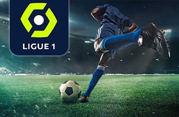 Calciatore in azione, logo Ligue 1