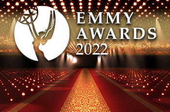 Red carpet, logo Emmy Awards 2022