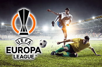 Calciatori in azione, logo Europa League