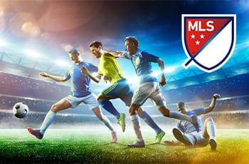 Calciatori in azione, logo MLS