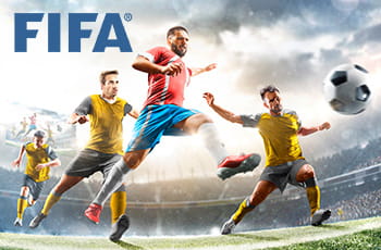 Calciatori in azione, logo FIFA