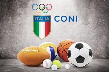 Differenti tipi di pallone, logo CONI