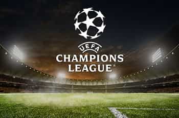 Interno di uno stadio, logo Champions League