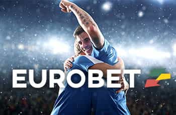 Giocatori di calcio che esultano, logo Eurobet