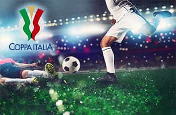 Calciatori in azione, logo Coppa Italia