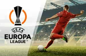 Calciatore in azione, logo Europa League