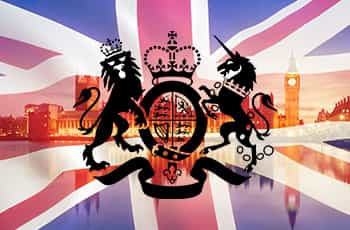 Immagine del parlamento inglese e bandiera UK