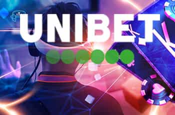 Logo Unibet, ragazzo al pc