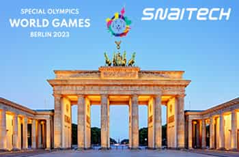 Porta di Brandeburgo, logo Special Olympics World Games e logo Snaitech