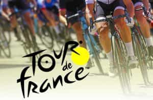 Ciclisti in gara. logo Tour de France