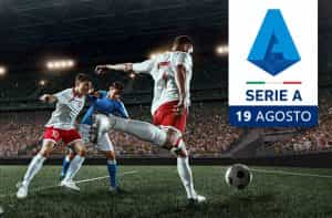 Calciatori in azione, logo Serie A, 19 agosto