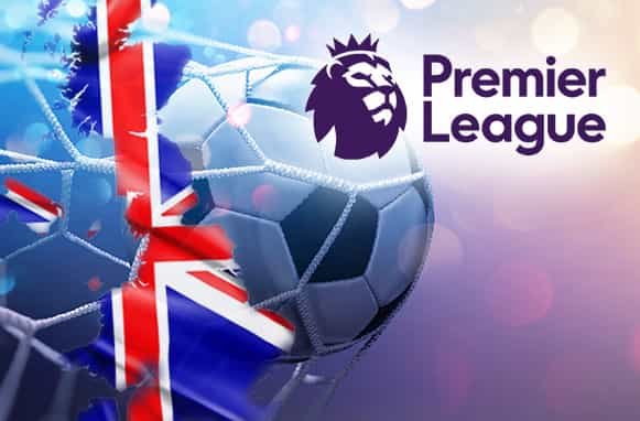 Pallone in rete, sagoma Inghilterra. logo Premier League