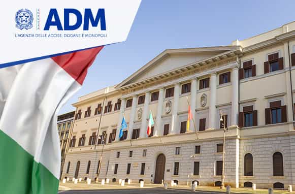 Sede ADM, logo ADM e bandiera italiana