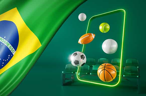 Smartphone con vari palloni, bandiera brasiliana