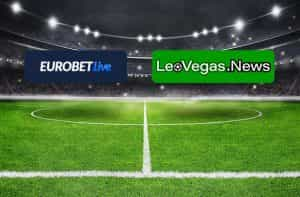 Campo da calcio, logo Eurobet.live e LeoVegas.news