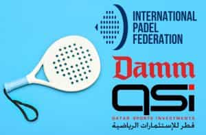 Racchetta da padel, logo IPF, logo QSI, logo Damm