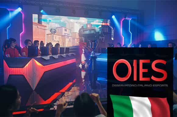 Sala gaming, logo OIES con bandiera italiana