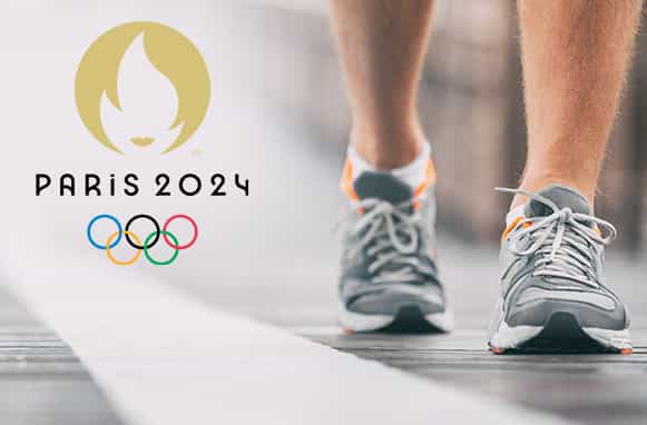 Marciatore, logo Olimpiadi Parigi 2024