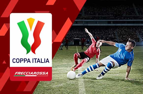 Giocatori in azione, logo Coppa Italia