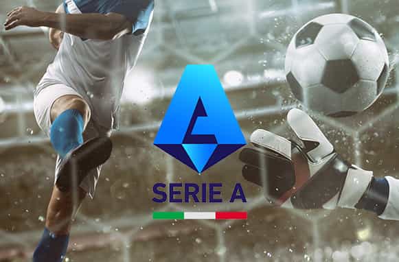 Attaccante in azione, logo Serie A