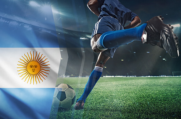 Giocatore in azione, bandiera argentina