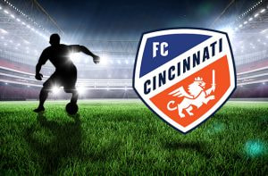Luciano Acosta's silhouette, FC Cincinnati logo