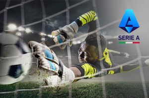 Portiere in azione, logo Serie A