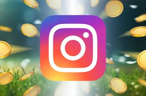 Instagram logo, gold coins