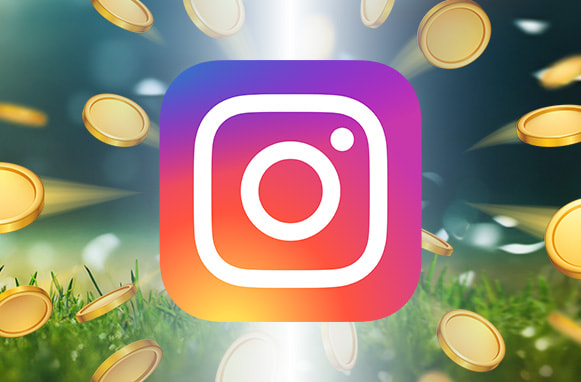Logo Instagram, monete d'oro