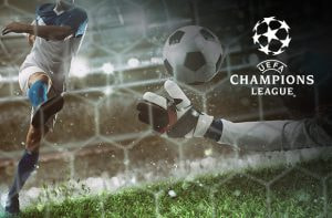 Calciatore che segna, logo Champions League