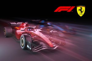 Macchine formula 1, logo Ferrari e F1