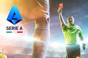Referee with red card, Serie A logo