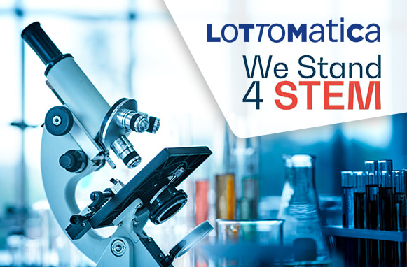 Microscopio, logo Lottomatica, logo We stans 4 stem