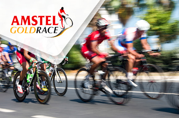 Ciclisti e logo Amstel Gold Race