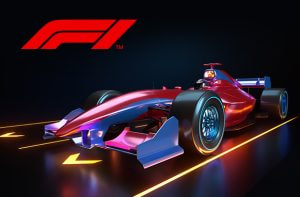 Auto Ferrari e logo F1