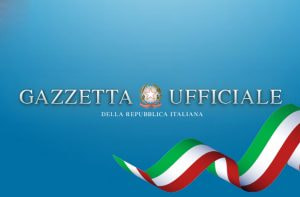 Scritta Gazzetta Ufficiale e bandiera italiana