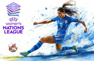 Giocatrice in azione e logo Women's Nation League 2025