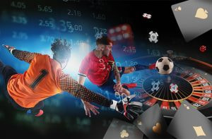 Calciatori in azione, roulette, carte e numeri
