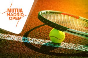 Racchetta da tennis, pallina e logo Madrid Open