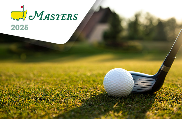 Mazza e pallina da golf, logo Masters Tournament 2025