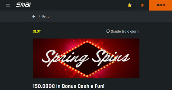 La promo casinò Spring Spins di SNAI