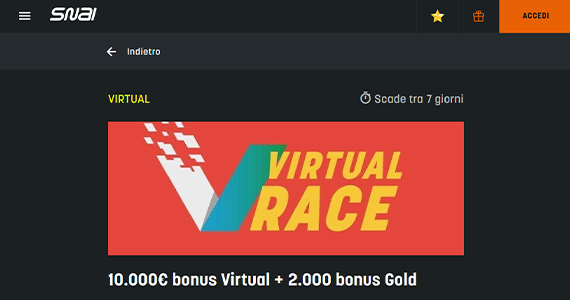 La promo scommesse Virtual Race di SNAI