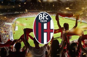Tifosi che esultano, logo Bologna